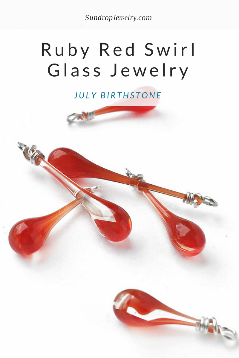 July birthstone: ruby gemstone fun facts and red glass jewelry