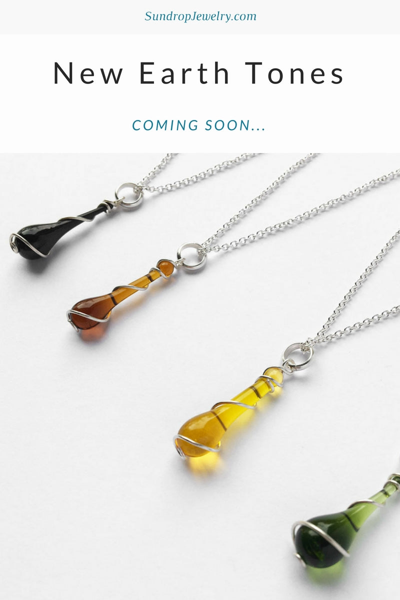 Fall colors of recycled glass jewelry in new designs