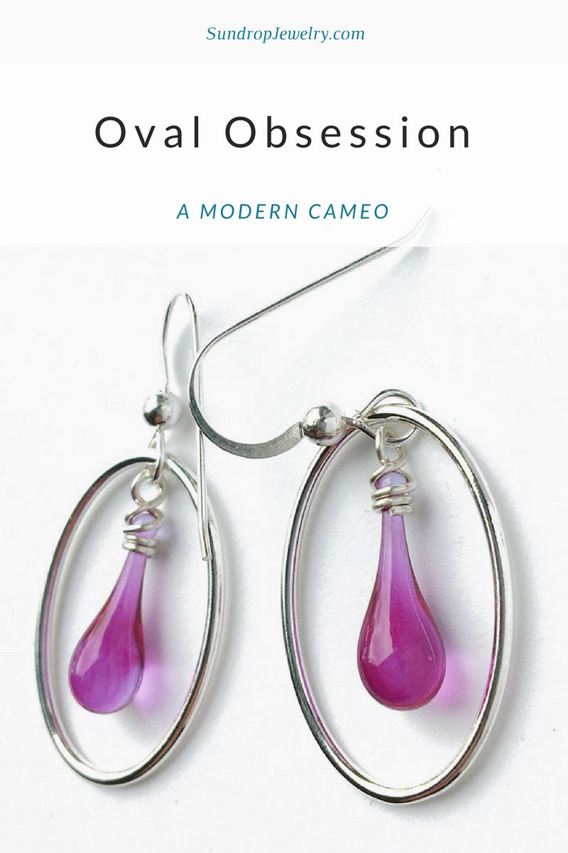 Oval Obsession: oval drop earrings - modern cameo earrings by Sundrop Jewelry