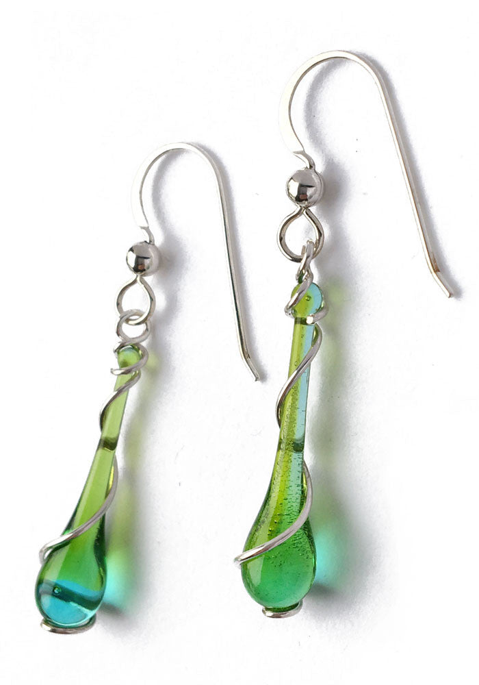 Lyra Silver Spiral Earrings - glass Jewelry by Sundrop Jewelry