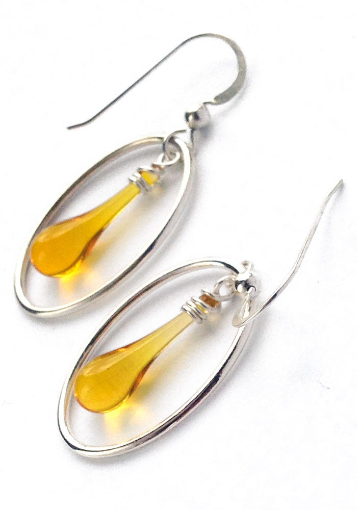 Earrings Honey Yellow Silver 