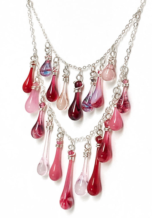 Pinks and Purples Waterfall Necklace