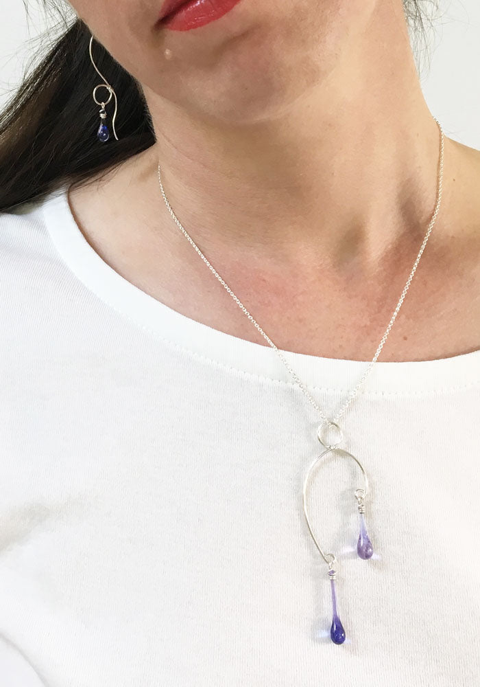 Curling Vine Pendant - glass Necklace by Sundrop Jewelry