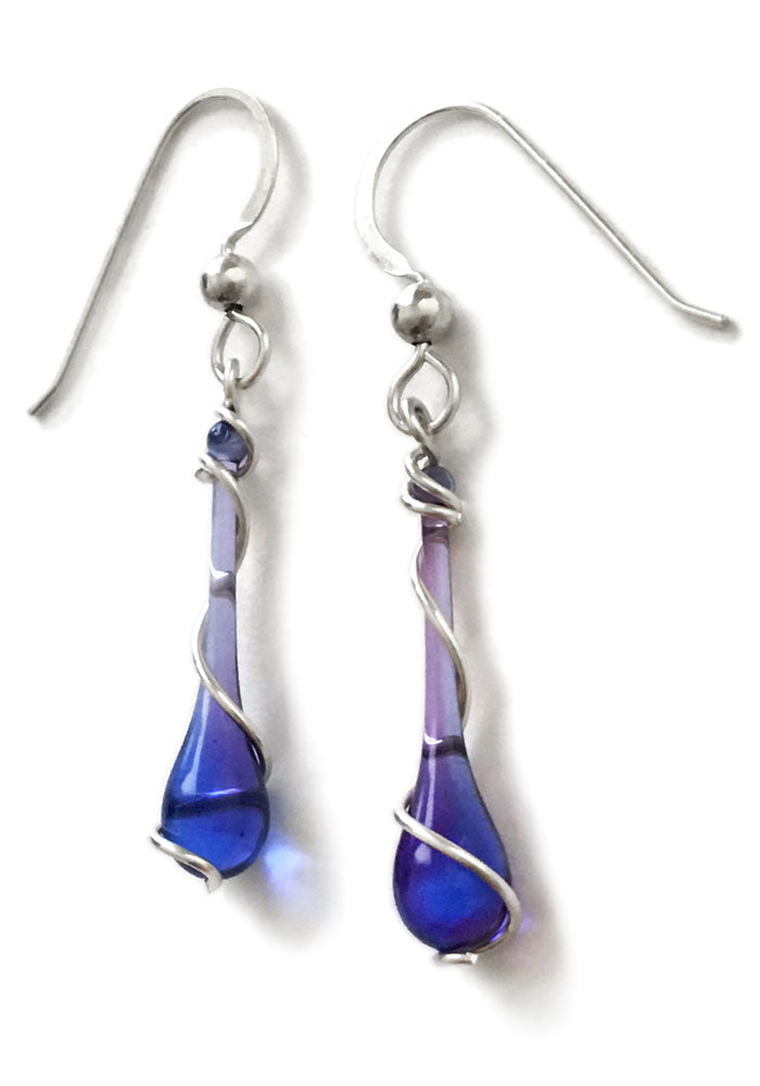 Lyra Silver Spiral Earrings - glass Jewelry by Sundrop Jewelry