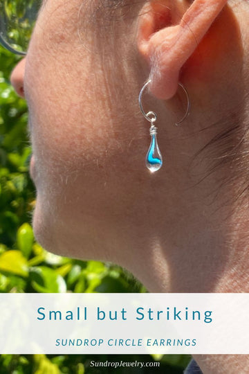 Sundrop Circle Earrings in Aqua Tornado are small but striking!