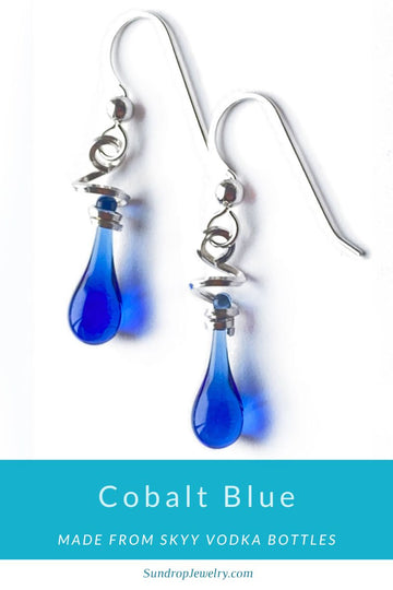 Cobalt is the second most-popular color of Sundrop Jewelry, made from recycled Skyy Vodka bottles