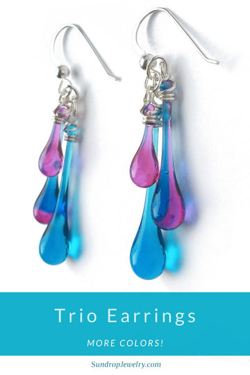 Multicolor Trio Earrings with more colors to love, from Sundrop Jewelry