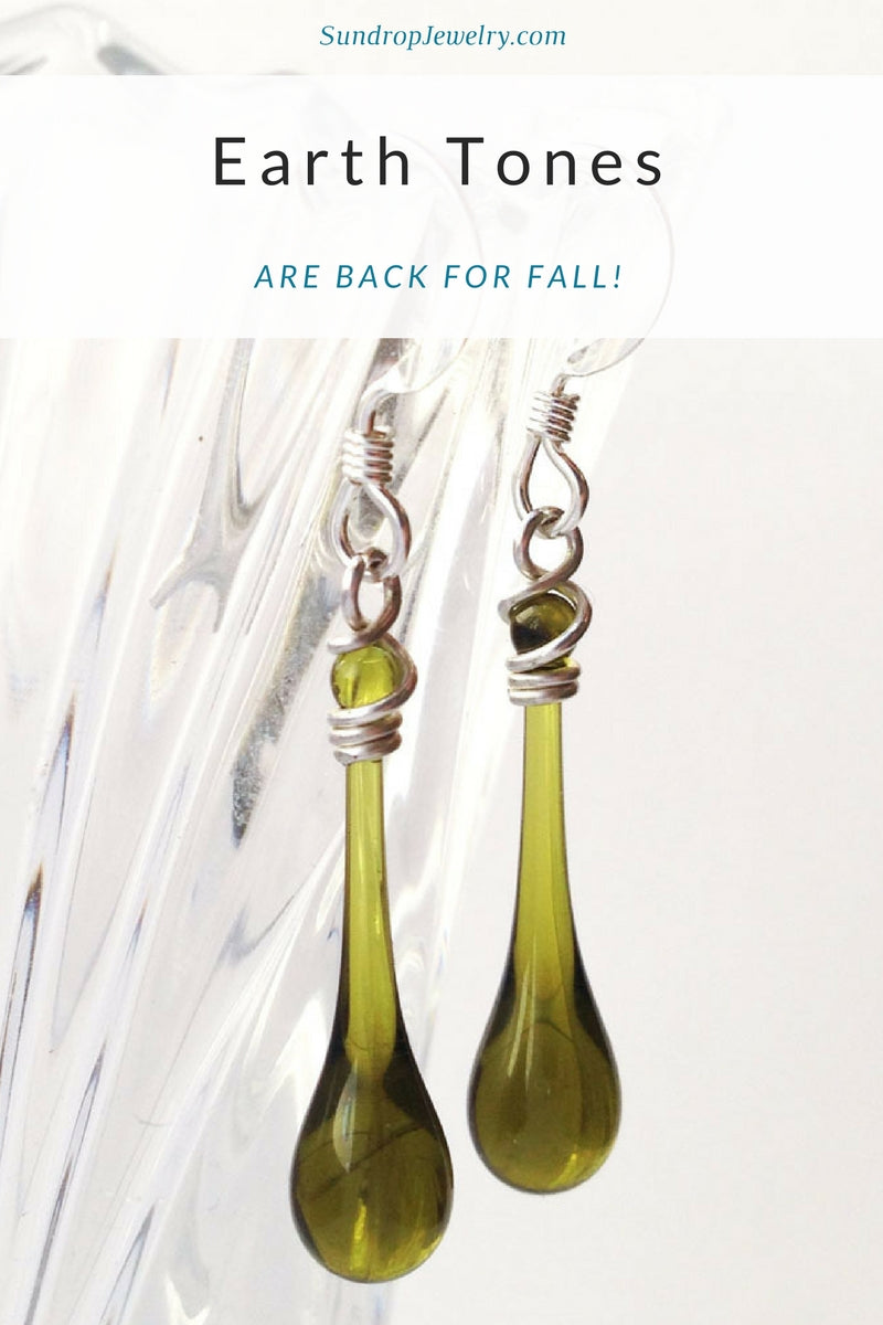 Earth toned recycled glass jewelry for Fall
