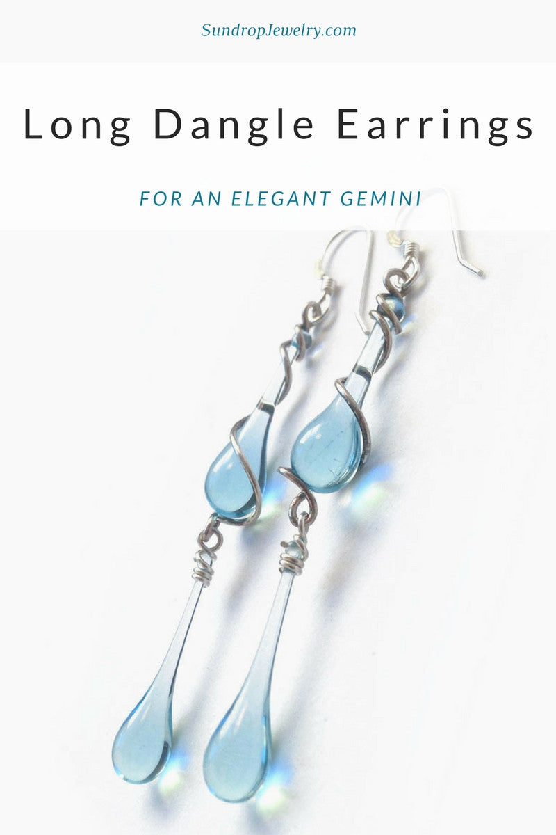 Long dangle earrings for an elegant gemini
