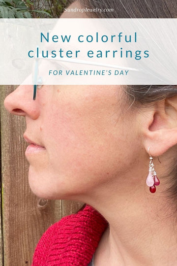 New colorful cluster earrings for Valentines Day - Amador Earrings by Sundrop Jewelry