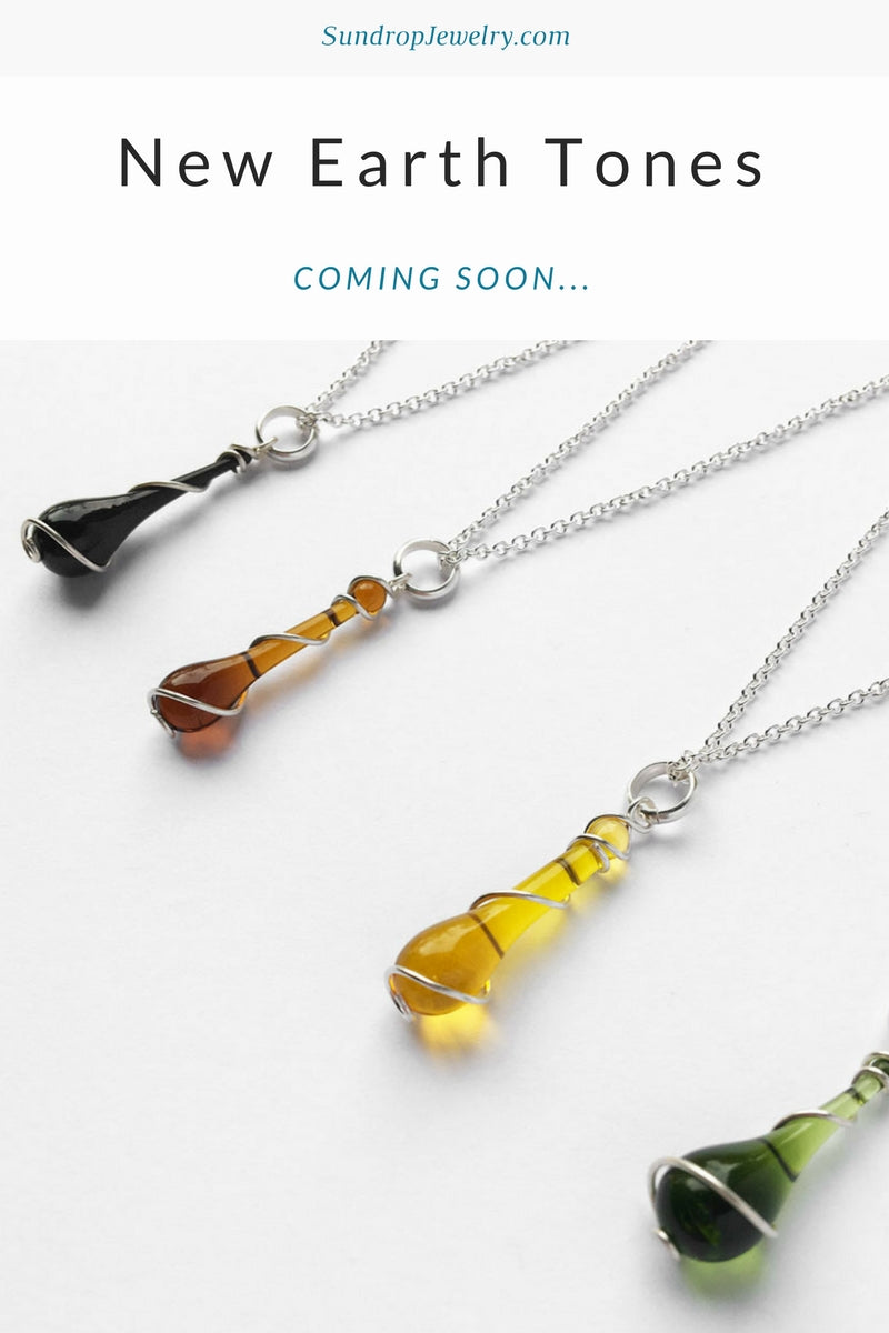 New recycled glass jewelry in earth tones for Fall - coming soon...
