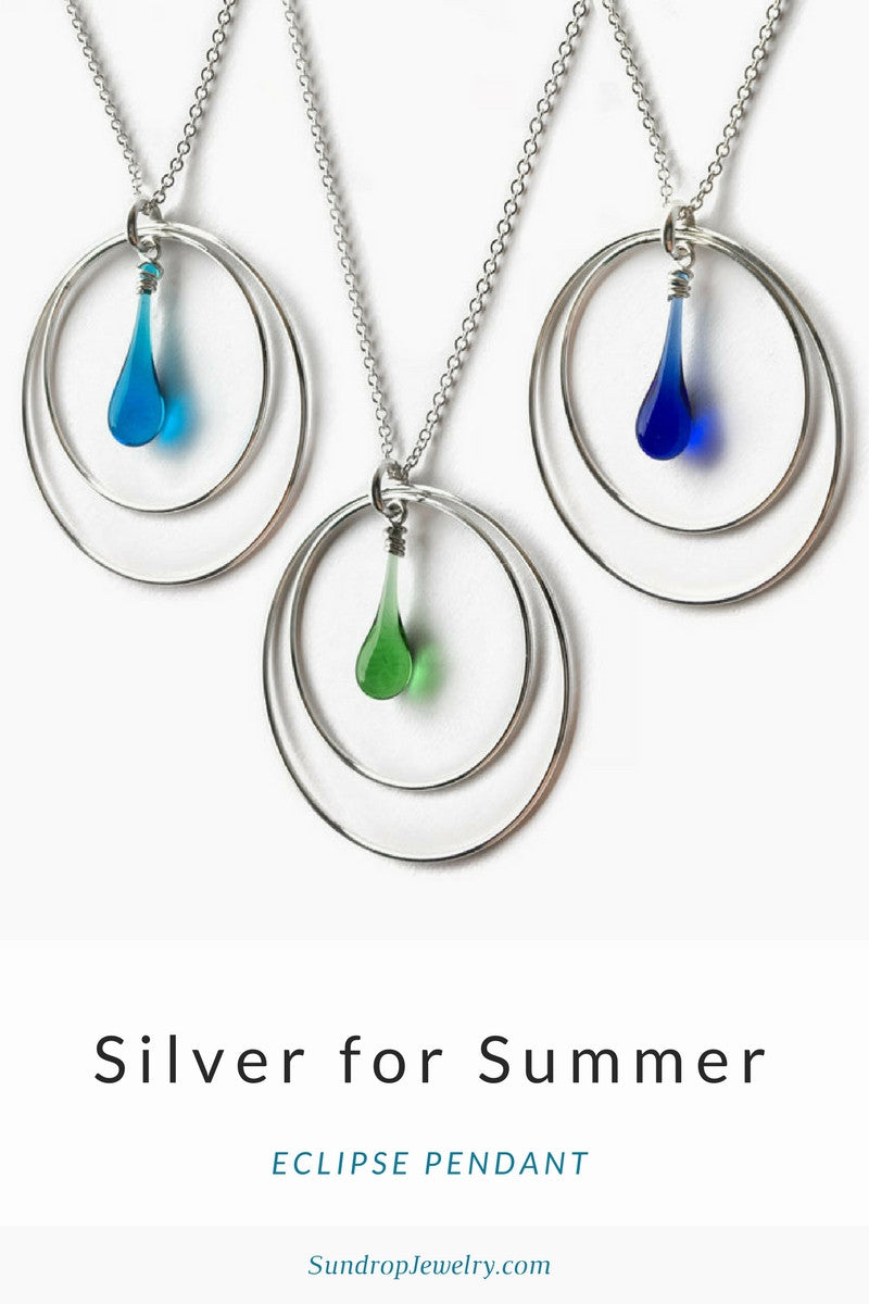 Silver for Summer - double circle Eclipse Pendant Necklace by Sundrop Jewelry