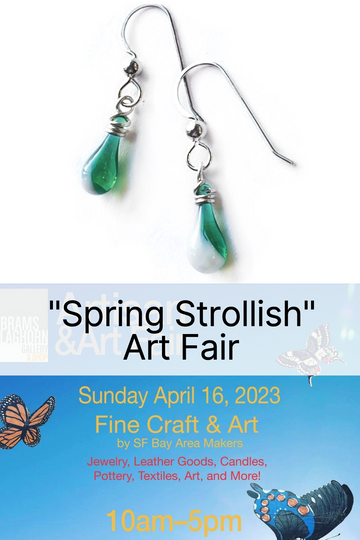 Your chance to see the Sundrop Jewelry colors in person at Spring Strollish at Abrams Claghorn Gallery on Solano Avenue - like these Ocean Foam Demi Drop Earrings, in transluscent teal with a streak of white