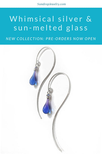 Whimsical sterling silver and sun-melted glass jewelry: new collection from Sundrop Jewelry