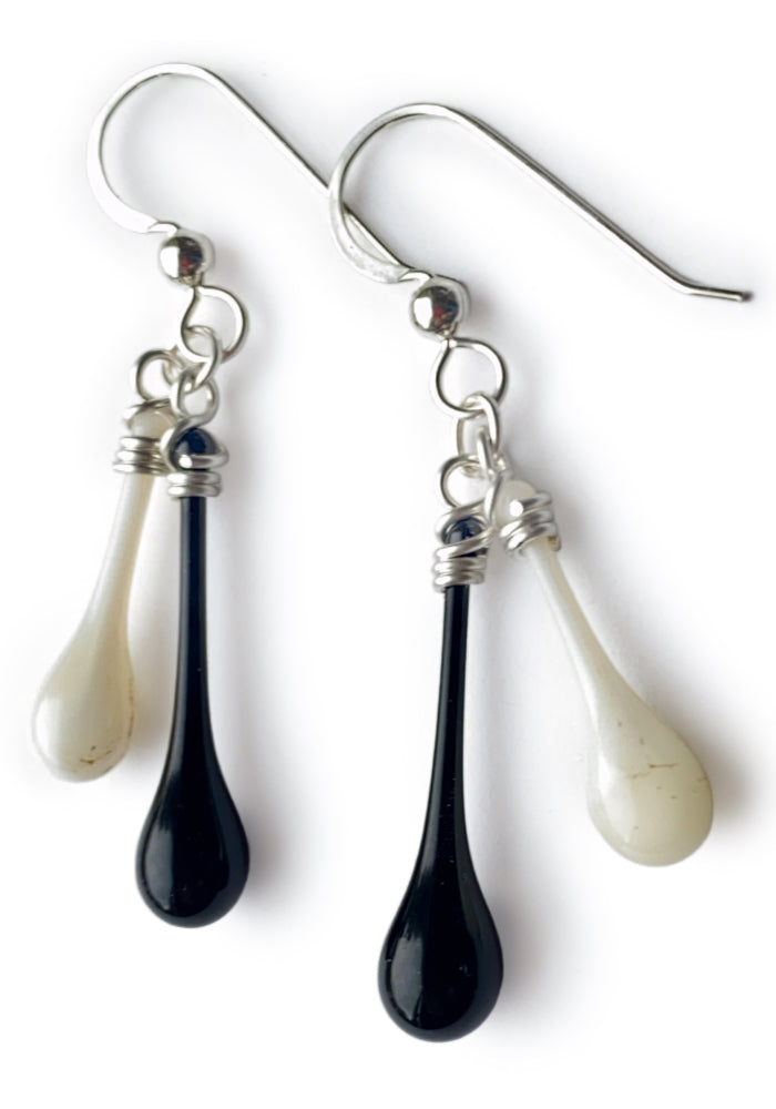 Black and Ivory Duet Earrings