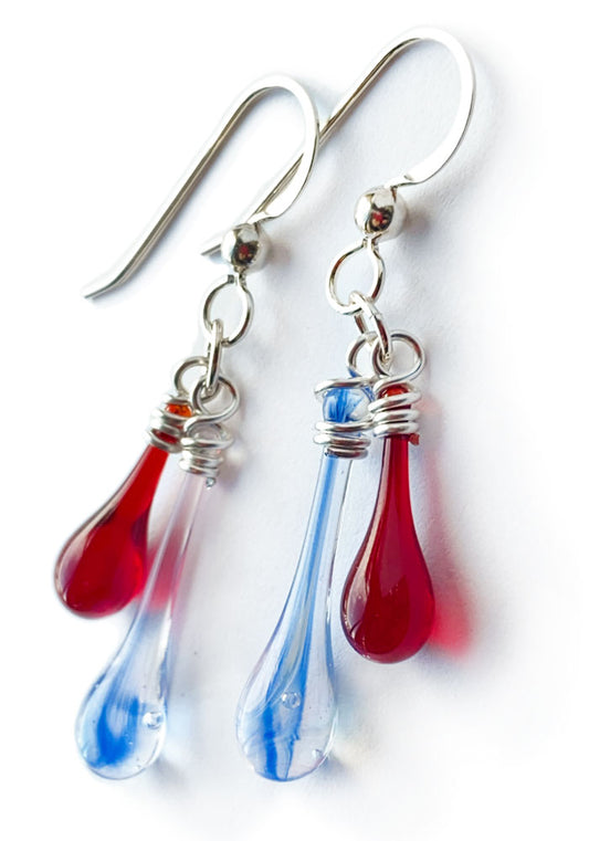 Red, White, and Bluebell Duet Earrings