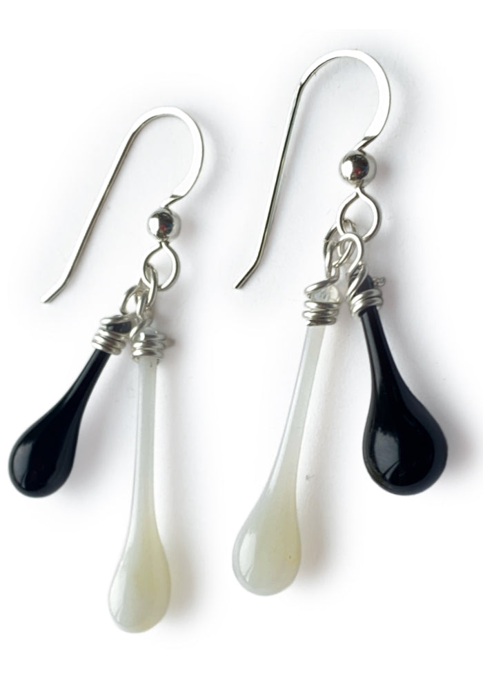 Ivory and Black Duet Earrings