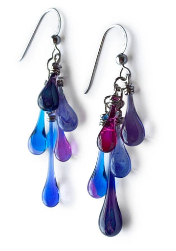 Cascade Earrings, Mixed Purples