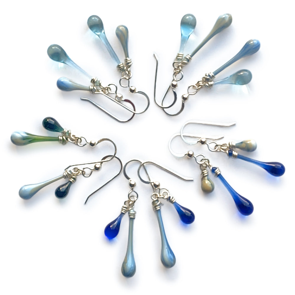 Duet Earrings for Everyday, Glass and Silver