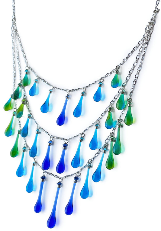 Triple Waterfall Necklace, Rainforest