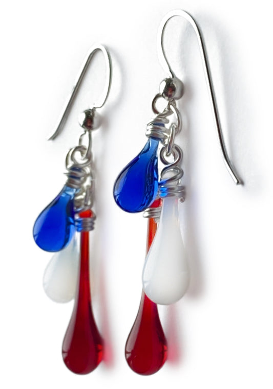 Trio Earrings - Red, White & Blue #1