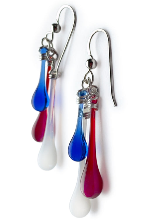 Trio Earrings - Red, White & Blue #2