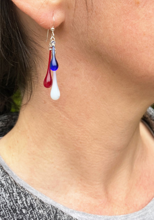 Trio Earrings - Red, White & Blue #2