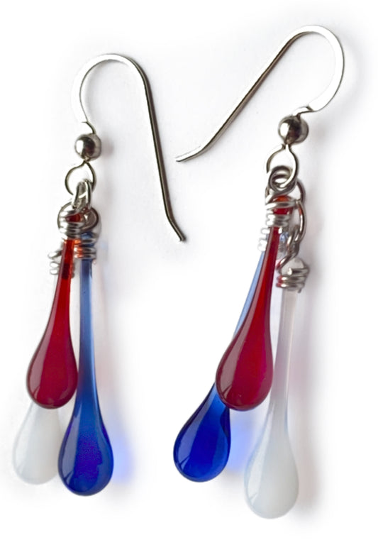 Trio Earrings - Red, White & Blue #3