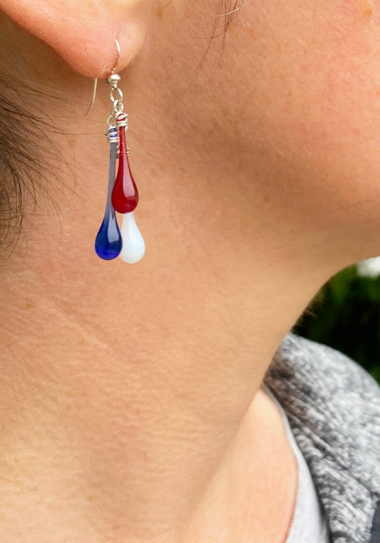Trio Earrings - Red, White & Blue #3