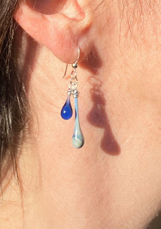 Storm Duet Earrings, cobalt blue #1