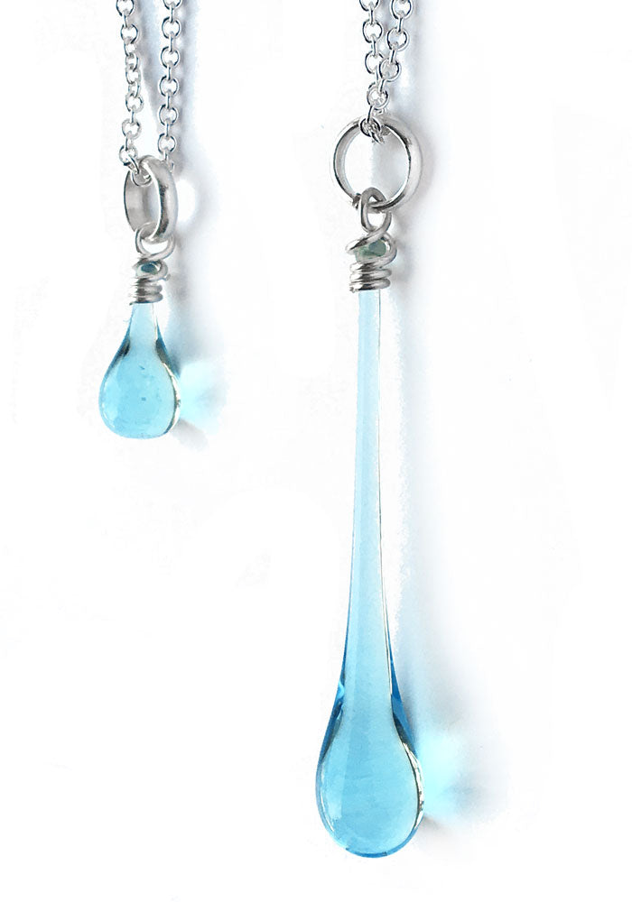 Extra-Long Water Pendant - glass Jewelry by Sundrop Jewelry