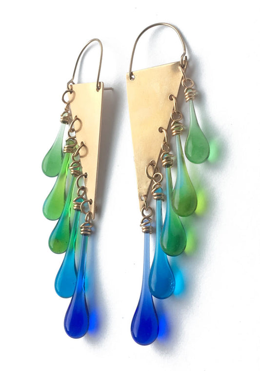 Bronze Rainforest Fringe Earrings - glass Earrings by Sundrop Jewelry