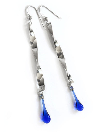 Twist Ribbon Earrings, Long - glass Earrings by Sundrop Jewelry