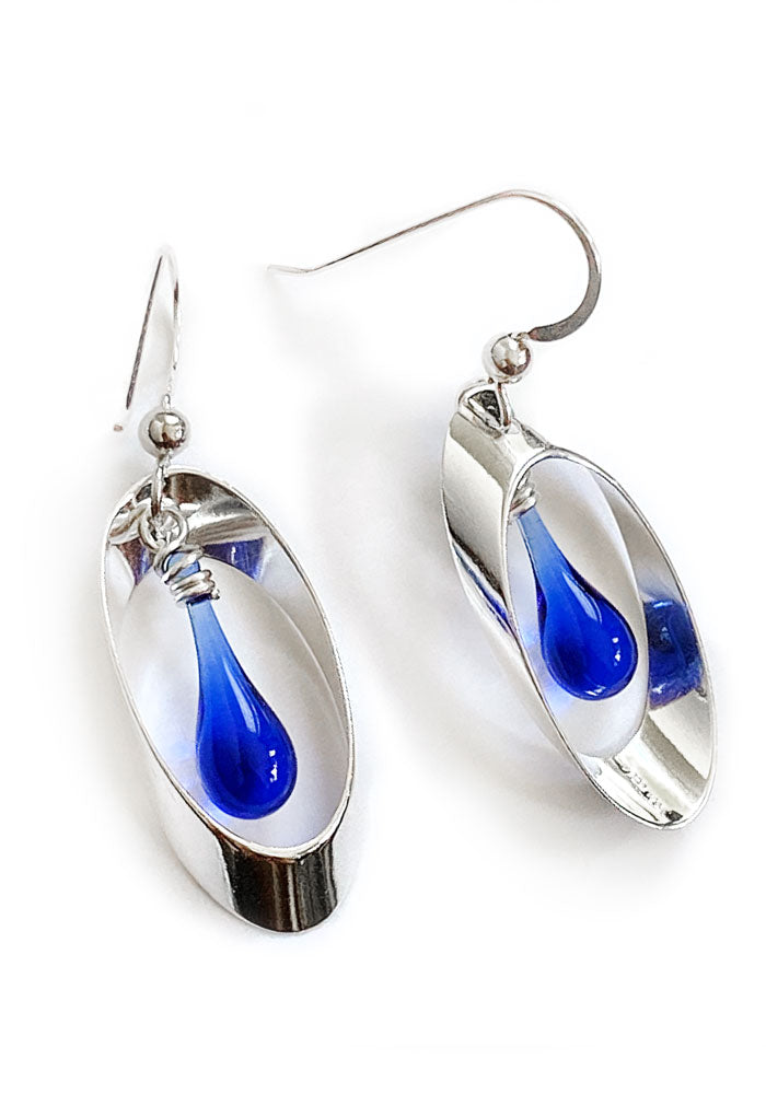 Oval Ribbon Earrings, Small - glass Earrings by Sundrop Jewelry