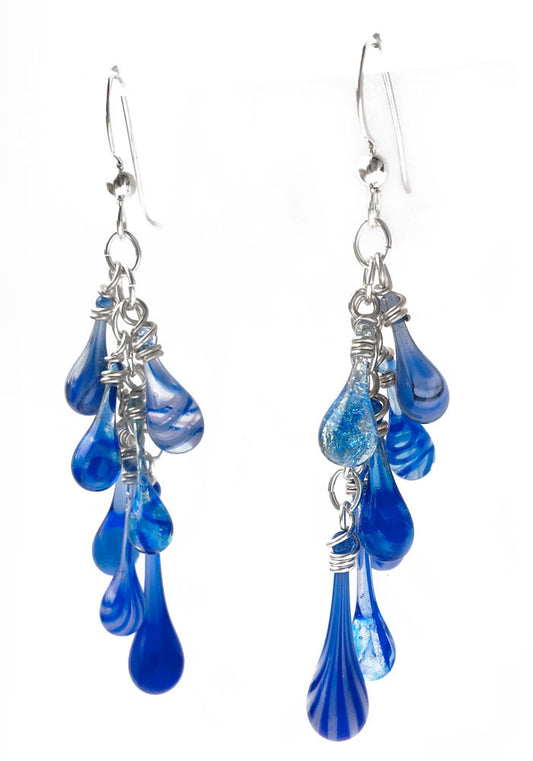 Mixed Blues Waterfall Earrings