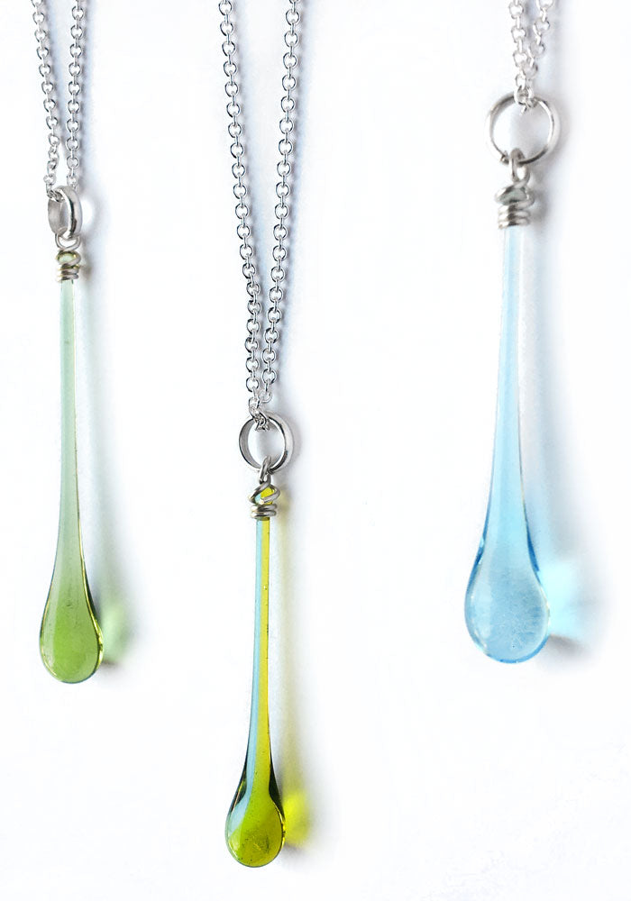 Extra-Long Water Pendant - glass Jewelry by Sundrop Jewelry