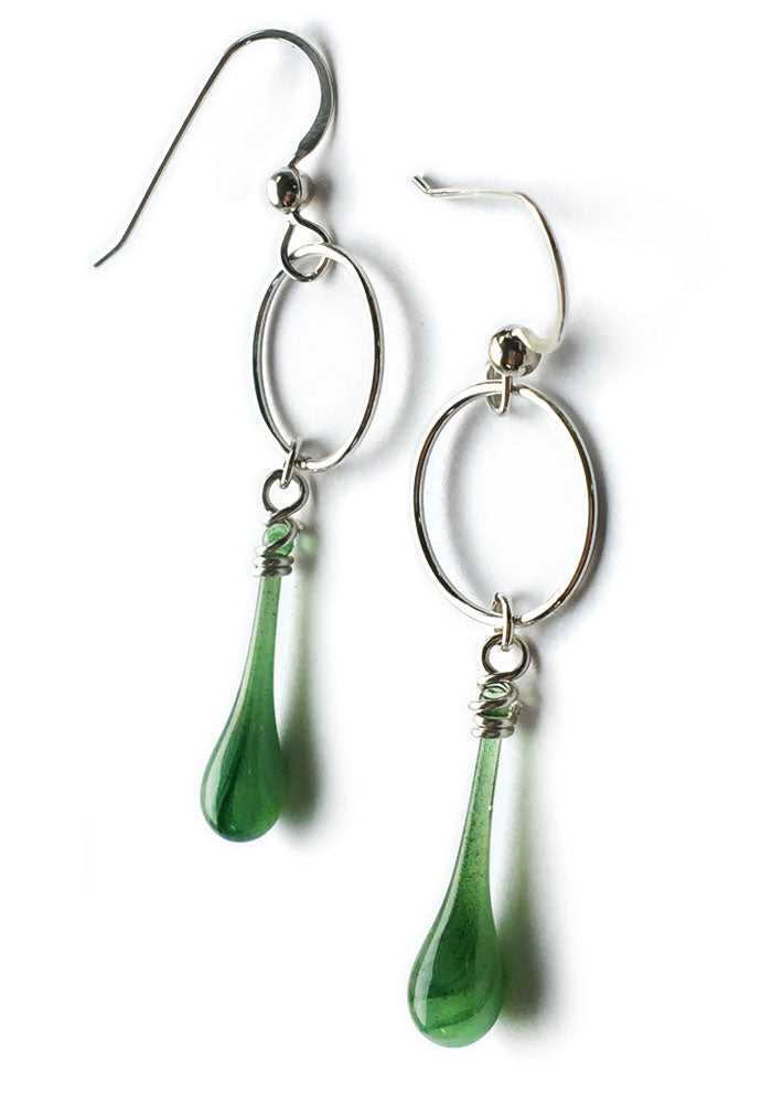 Fiddlehead Meteorite Earrings - glass Earrings by Sundrop Jewelry