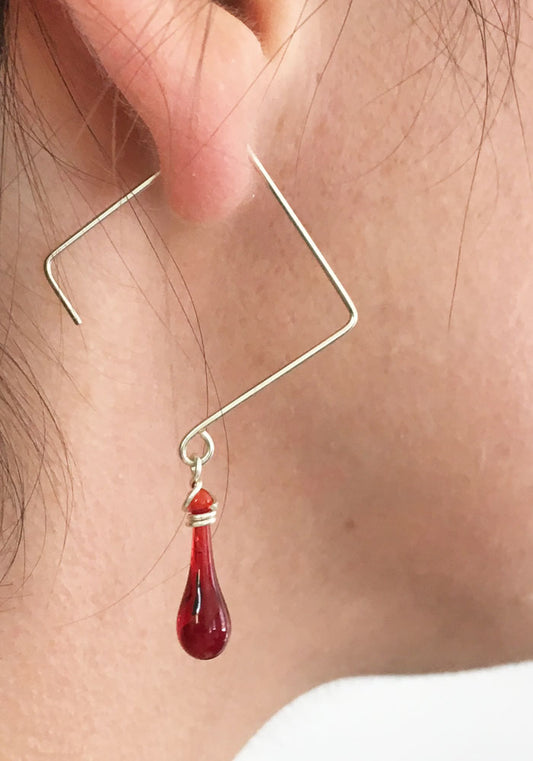 Square Earrings - glass Earrings by Sundrop Jewelry