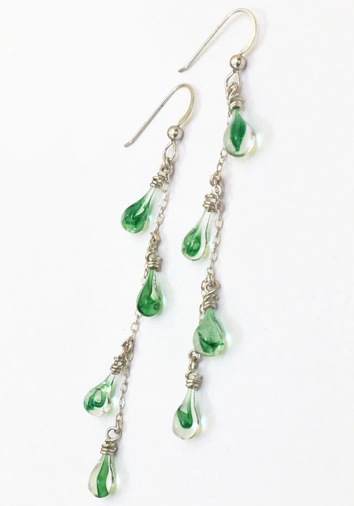 Green Tornado Vinyas Earrings - glass Jewelry by Sundrop Jewelry