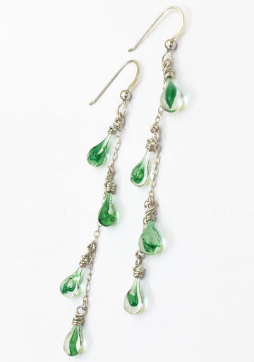 Green Tornado Vinyas Earrings - glass Jewelry by Sundrop Jewelry