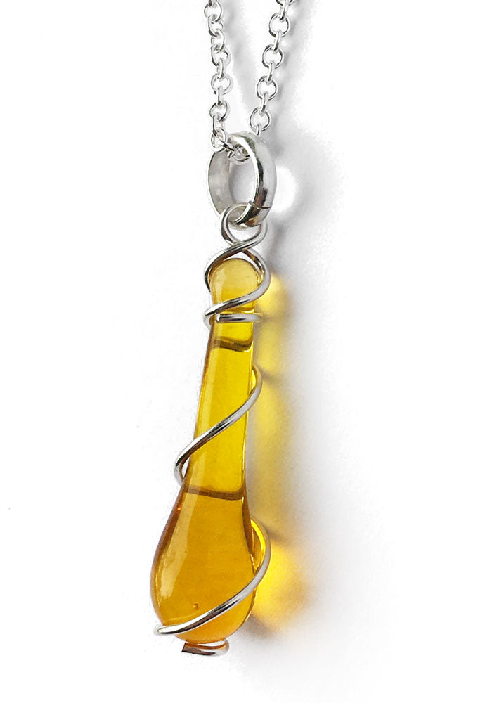 Honey Lyra Pendant Necklace - glass Necklace by Sundrop Jewelry