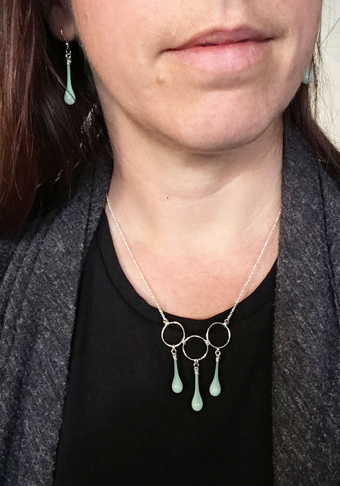 Jadeite Orion Necklace - glass Necklace by Sundrop Jewelry