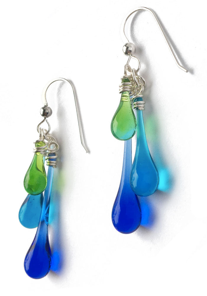 Trio Earrings - glass Earrings by Sundrop Jewelry