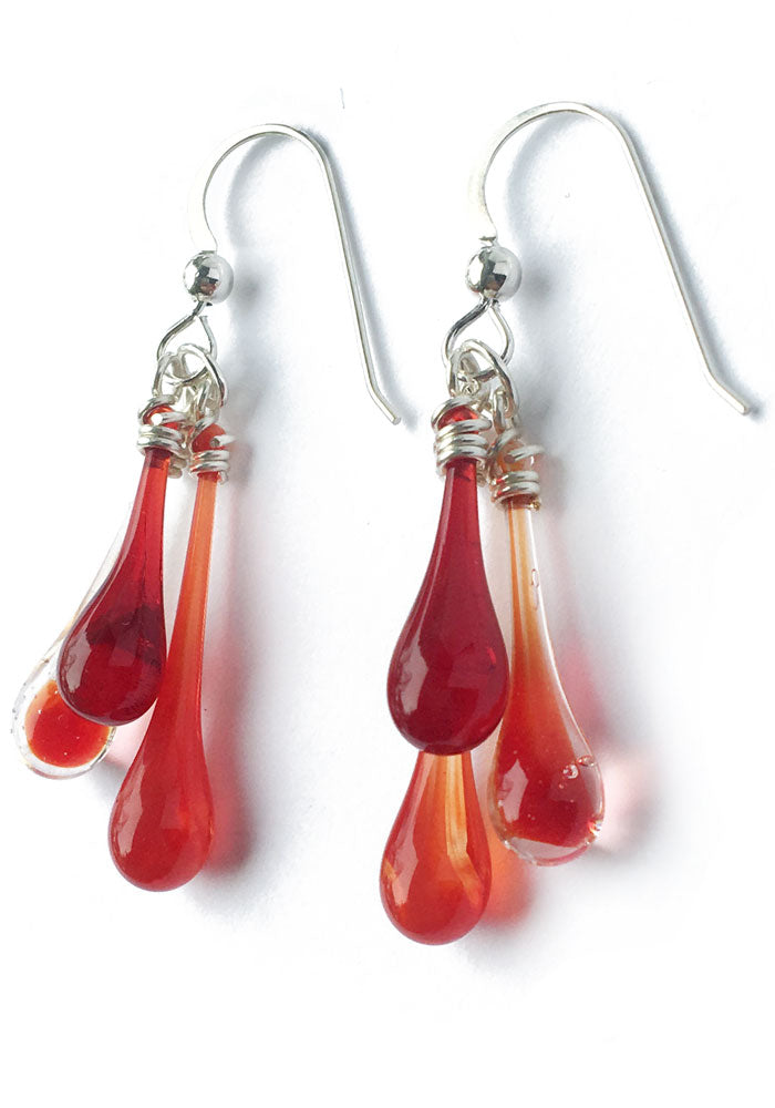 Ruby Red Trio Earrings - glass Jewelry by Sundrop Jewelry
