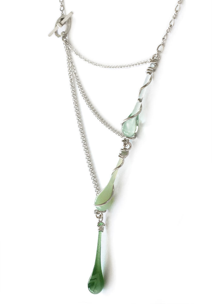 Spring Greens Aurora Necklace - glass Necklace by Sundrop Jewelry