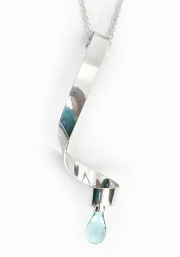 Ribbon Pendant, Long - glass Necklace by Sundrop Jewelry